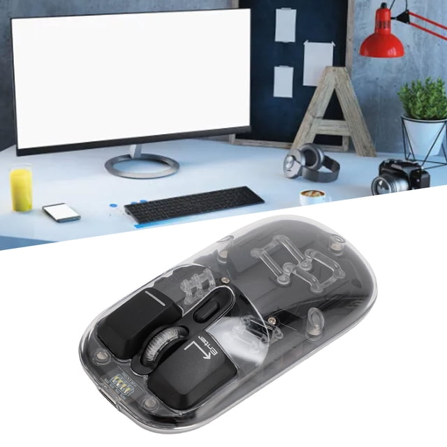 Gaming Mouse Dual Mode, Transparent RGB Lighting Mouse with 2.4G BT5.0, 3 Speed Sensor, 3000FPS, 400mAh for Home Office