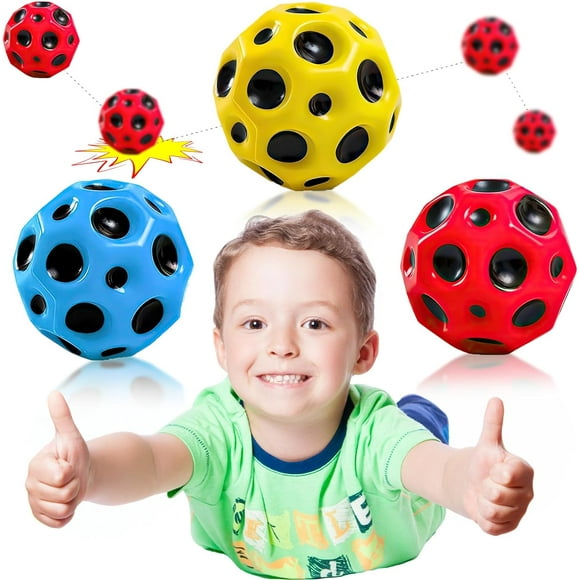 Jump Ball, Pack of 3 Moon Ball High Jumping Globe Jump Ball A Popping Sound Make Rubber Ball Spaceballs 7 cm Galaxy Ball Mini Bouncy Ball Bouncing Jumpball for Children Outdoor