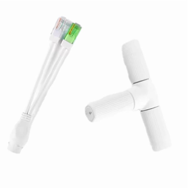 Divisor POE 2 en 1 Impermeable para Sistemas de Monitoreo de Red. Entrada PoE con Conector RJ45 y Salida Dual Mediante un Solo Cable.