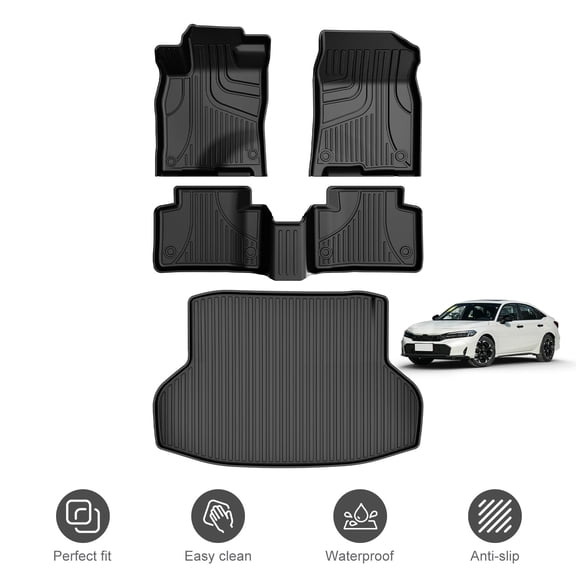 Fit for 2016-2021 Civic Sedan / 2017-2021 Civic Si All Weather TPE Floor Mats & Cargo Liner Full Set Civic Car Accessories