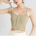 thumbnail image 6 of Jinhomg Womens Cotton Knit Tank Tops Casual Spaghetti Strap Camisole Lightweight Button Down Square Neck Crop Tops Cute Y2K Going Out Wear Beige L, 6 of 7
