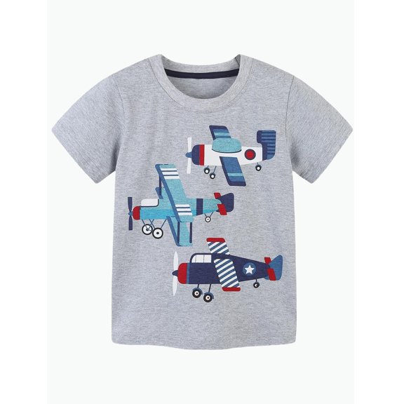 REDARER Boys Airplane Graphic Short Sleeve Crewneck T Shirt Soft Comfortable Casual Tee for Kids,7-8 Years