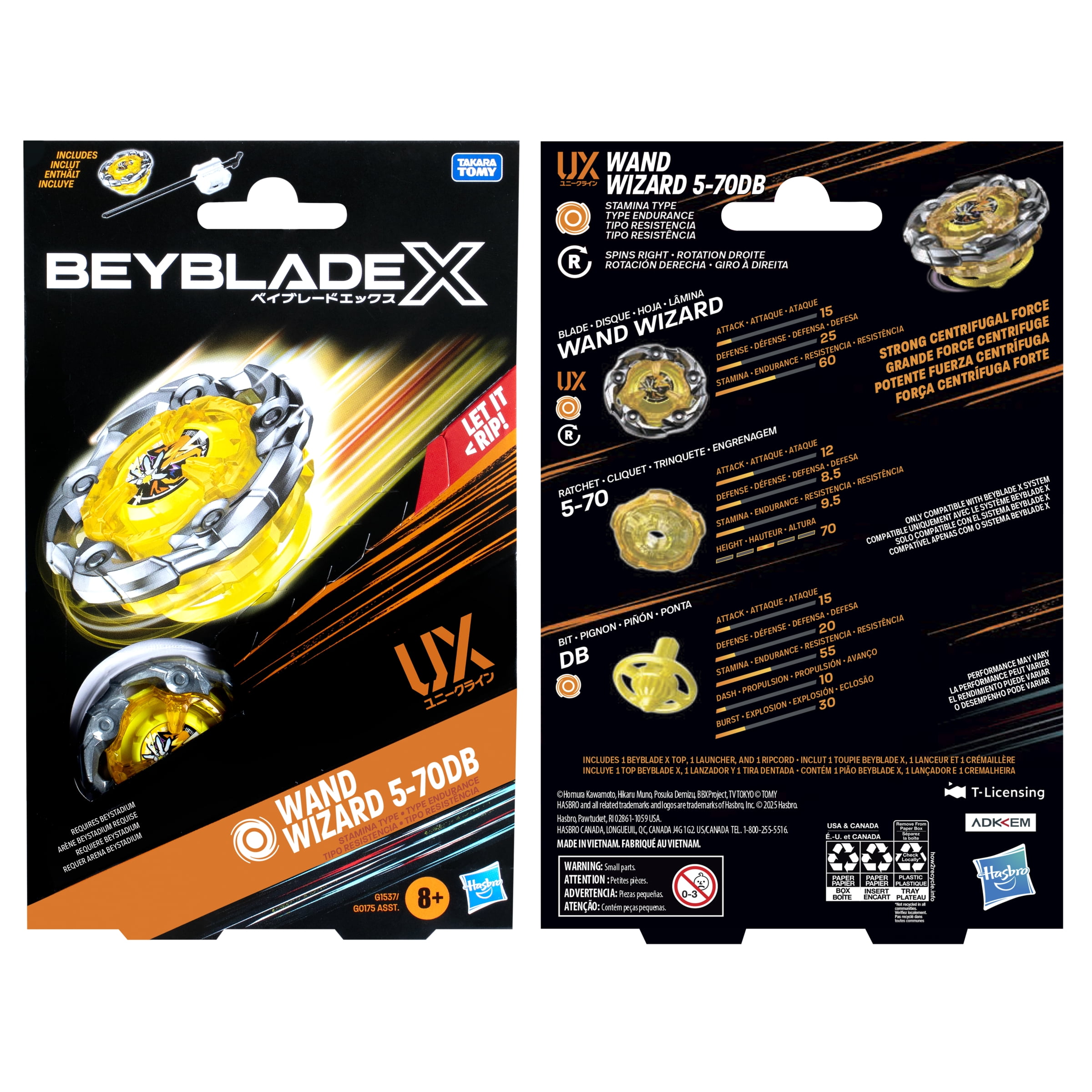 Beyblade X Wand Wizard 5-70DB UX Starter Pack with Top & Launcher