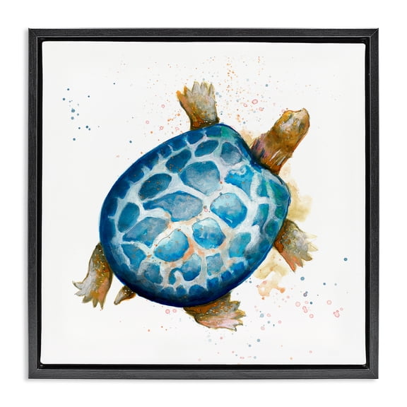 Stupell Industries Modern Speckled Turtle Animals & Insects Painting Black Floater Framed Canvas Art Print Wall Art, 18 x 18
