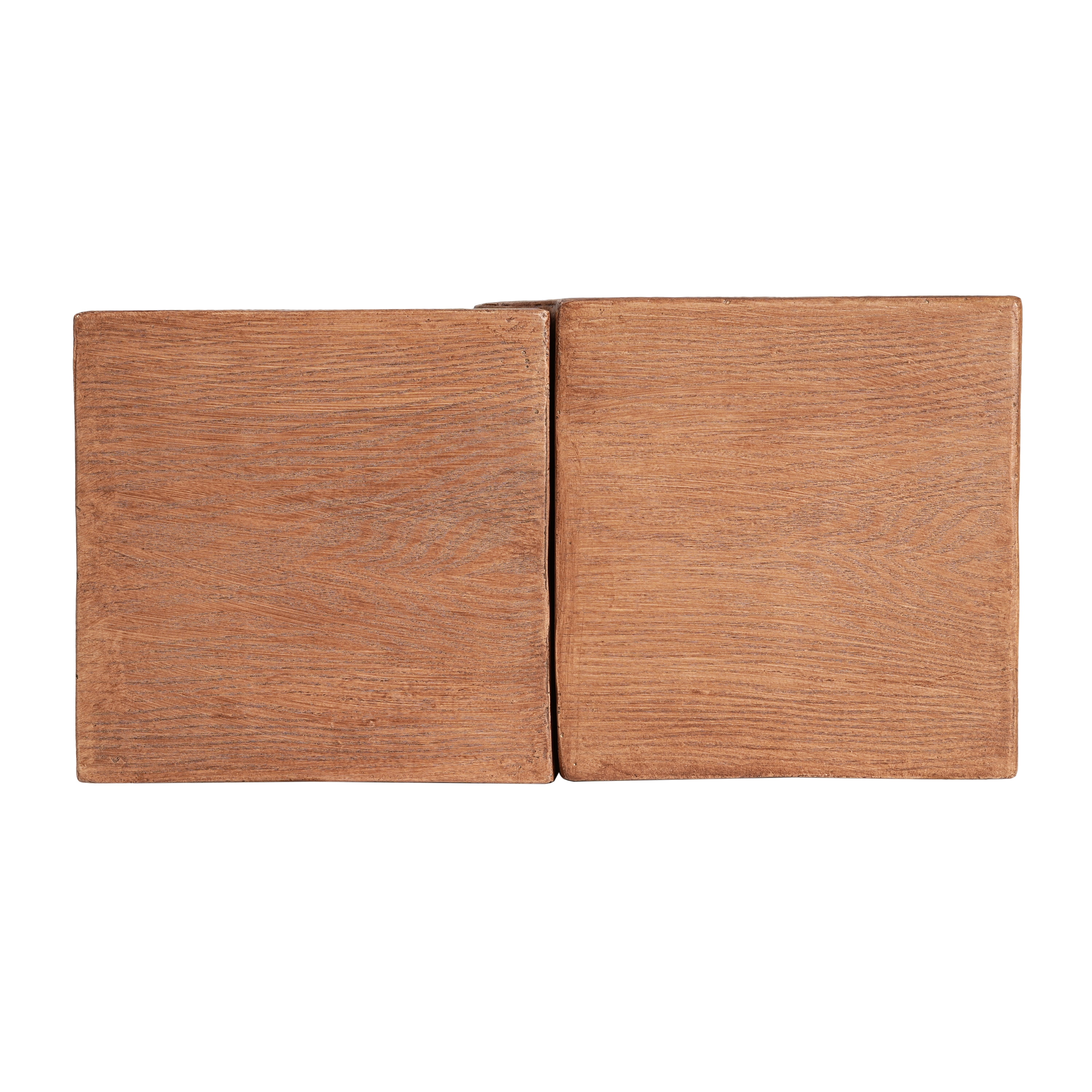 Side Table Set of 2, Outdoor Rectangular Side Tables for Patio Balcony Garden, Faux Wood Natural Color