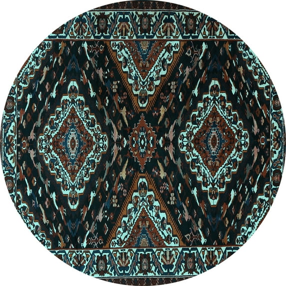 Ahgly Company Indoor Round Persian Light Blue Traditional Area Rugs, 5' Round