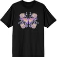 thumbnail image 3 of Vintage Floral Gradient Butterfly Adult Black Crew Neck Short Sleeve Tee-Medium, 3 of 4