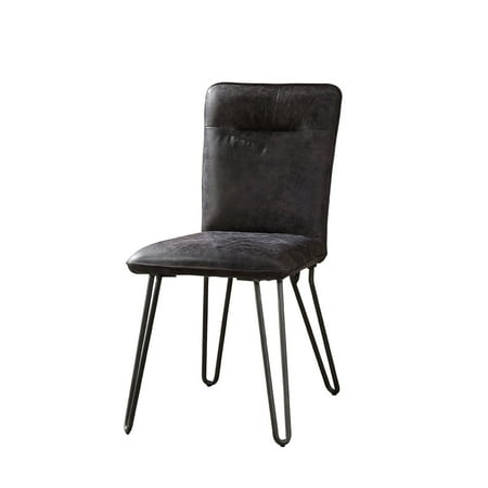 Acme Furniture Hosmer Side Chair (Set of 2), Antique Ebony Top Grain Leather & Antique Black
