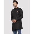 thumbnail image 3 of eloria Men's Trending Indian Traditional Solid Black Asymmetric Kurta, 3 of 7
