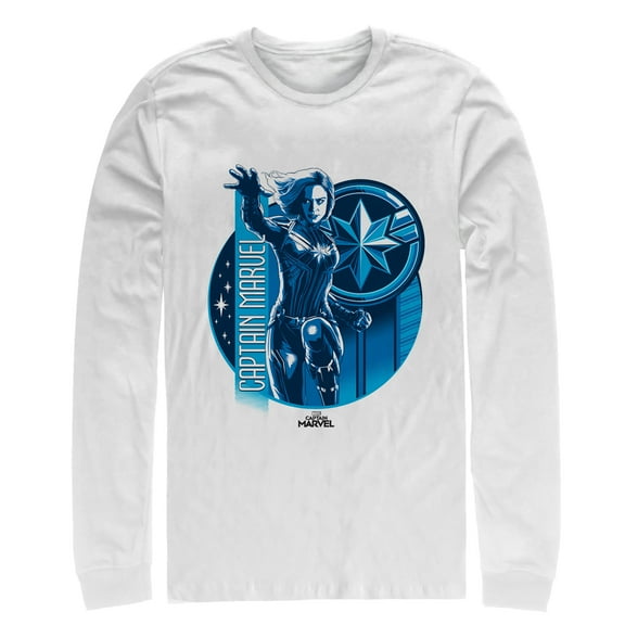 Men's Marvel Captain Marvel Galactic Hero Long Sleeve Shirt White Large