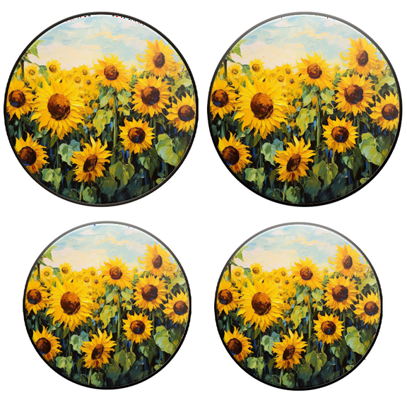 Bahomeck Electric Stove Burner Covers Set Of 4,Field Full Of Sunflower Flowers On Sunny Day Metal Gas Stove Burner Covers,Protecting Gas Stoves,8 Inch And 10 Inch