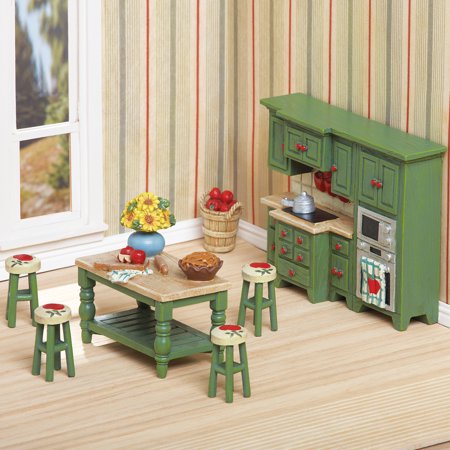 Collections Etc Miniature Apple Themed Country Kitchen 7 Pc Set