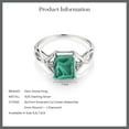 thumbnail image 5 of Gem Stone King 925 Sterling Silver Green Malachite and White Diamond Ring for Women (3.57 Cttw, Emerald Cut 9X7MM, Size 8), 5 of 5
