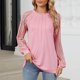 thumbnail image 2 of Camisetas para mujer,Camiseta de manga larga para mujer, cuello redondo, informal, 100 % poliéster, color liso, ideal para uso diario y en casa, sopatenor, 2 of 8