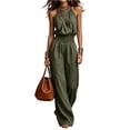 thumbnail image 2 of Stralyhd Wide Leg Jumpsuits for Women Linen Sleeveless Jumpsuit Casual Dressy Button Down Jumpsuits 2026 Summer V Neck Romper Overall with Pockets Army Green 2XL, 2 of 4