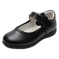 thumbnail image 4 of FINALGANG Kids Girls Adjustable Strap Scalloped Glossy Mary Jane Shoes Soft Flat Sole Formal School Uniform Dress Leather Shoes Cute Shoes 10.5-11 Years, 4 of 5