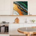 thumbnail image 6 of Teal Orange Marble Wall Art Painting on Canvas, Modern Ink Painting Abstract Canvas Art Home Prints Wall Art Framed Modern Artwork for Living Room Bedroom Wall Decor 12x12in, 6 of 9