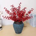 thumbnail image 2 of Rama de bayas artificiales, hojas de flores falsas de plástico, planta decorativa de bayas rojas de PE para decoración navideña de Año Nuevo 2023, 2 of 4