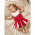 thumbnail image 4 of BemeyourBBs Kids Toddler Girl Soccer Cheerleader Red and White Cheer Team Uniforms for Girls Practice V Neck Tank Top with Pleated Skirt Set Rooter Stage Suit Summer Game Day Cheerleading Costume, 4 of 9