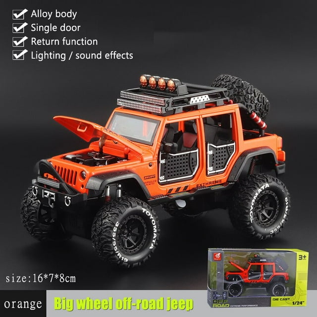 1:24 Alloy Big Wheel Off-road Vehicle Model Back Shock With Sound And Light Door Openable Children's Toy Car