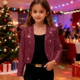 thumbnail image 2 of Posijego Girls Cropped Cardigan Shiny Open Front Long Sleeve Boleros Evening Party Coverup Dress Jacket, 2 of 9