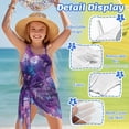 thumbnail image 5 of SEANATIVE One Piece Swimsuit for Girls with Short Sarongs Chiffon Cover Cut Out Back Bathing Suit Adjustable Strap Swimwear 2 Pcs Set, 7-8 Years, Butterfly Galaxy Violet, 5 of 7