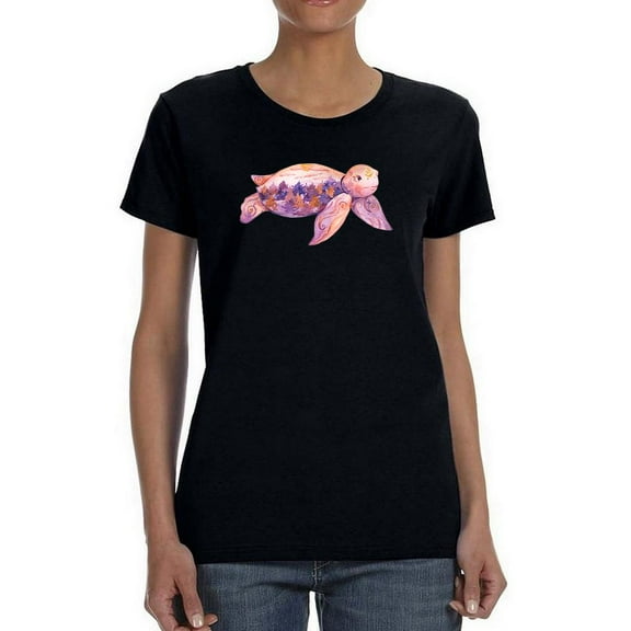 Mystical Turtle Watercolor Shaped T-Shirt Women -Image by Shutterstock, Female XX-Large