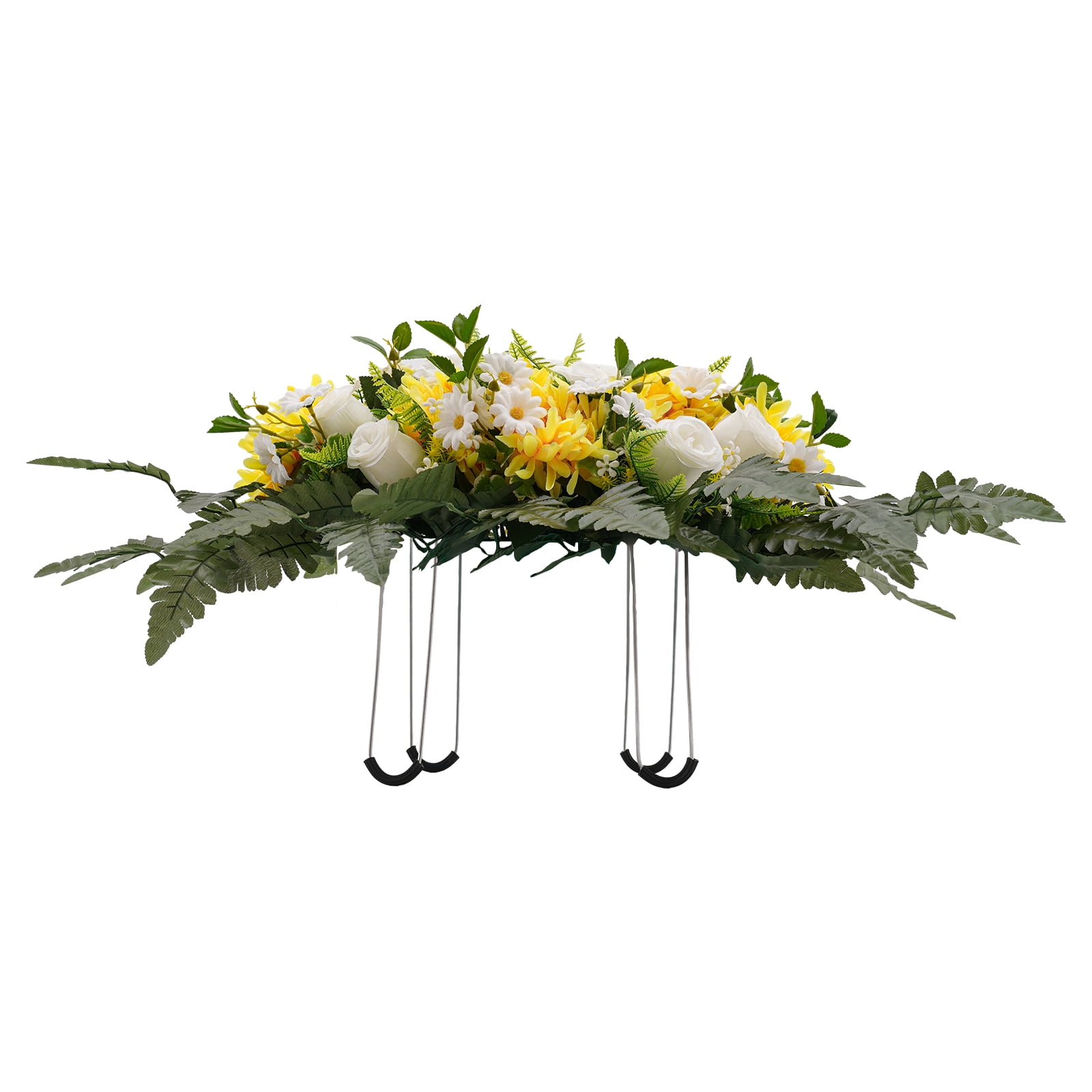 30*20" Outdoor Grave Artificial Flowers, Flower Bud Yellow Chrysanthemum Headstone Decor