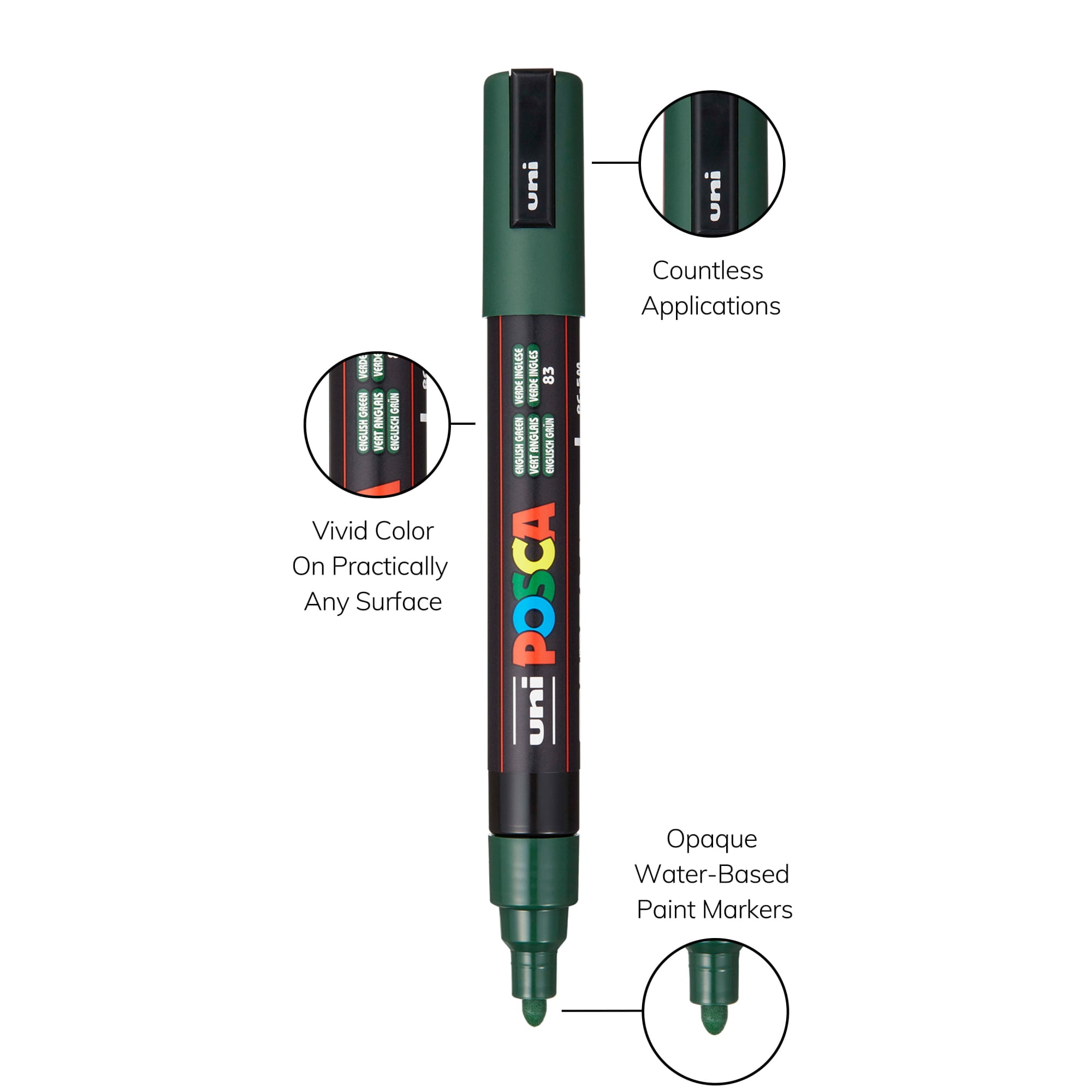 Uni POSCA PC-5M Water-Based Paint Markers, Reversible Medium Tip (1.8-2.5mm), Earthtone Ink Colors, 8 Count