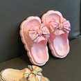 thumbnail image 4 of ZACPNCV Girls Bow Slippers Cute Flip Flops Summer Cushion Thick Sole Large Bow Cloud Slides Home Sandals Pink 3.5-4 Years, 4 of 7