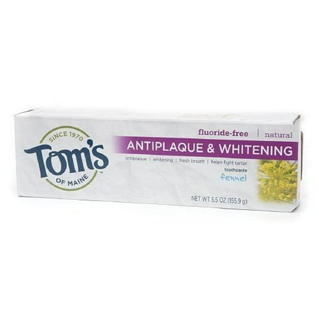 Tom's of Maine Natural Fluoride-Free Antiplaque & Whitening Fennel Toothpaste, 5.5