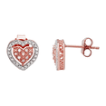 thumbnail image 2 of Women's Finecraft 1/10 cttw Diamond Halo Heart Stud Earrings in 14kt Rose Gold-Plated Sterling Silver, 2 of 3