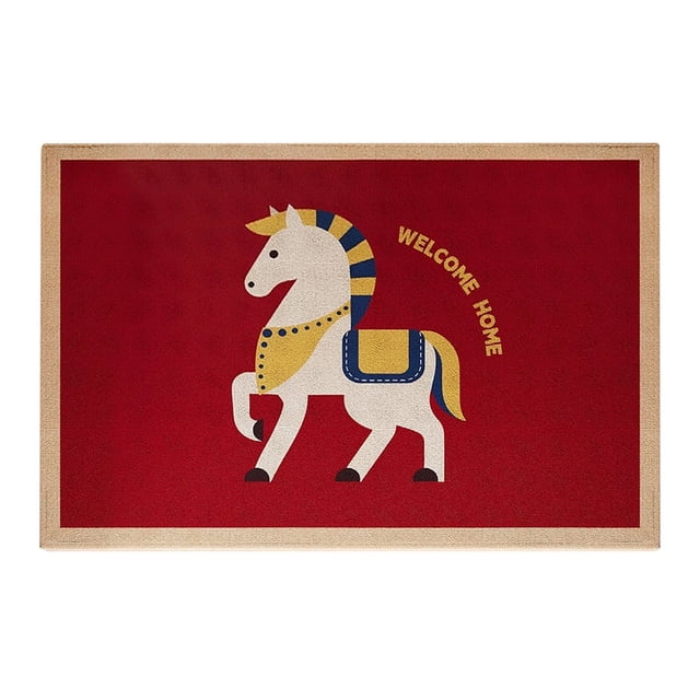 ERK 1Pcs Horse Zodiac Year Themed Area Rug For Home Floor Mat With Modern Design