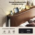 thumbnail image 4 of Patbrela Headboard Queen Size, Luxury Oil-Waxed Leather Upholstered Headboard with Adjustable Height Headboard from 42.1" to 46.1", Brown, 4 of 10