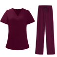 thumbnail image 4 of Resivox Womens Scrubs Plus Size Medical Uniforms Stretchy V Neck Scrub Pants and Tops Scrub Joggers Nursing Uniforms Scrub Sets Wine M, 4 of 7