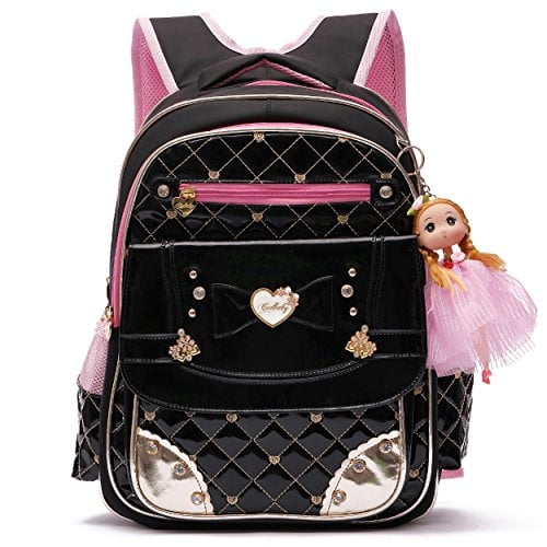 Mochila niñas, mochilas impermeables niños, mochila escolar niños pequeños, mochilas lindas viaje (Grande, A-Negra)