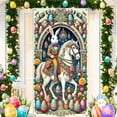thumbnail image 3 of Darzheoy Happy Easter Door Cover Bunny Banner Large Fabric Colorful Spring Welcome Decoration for Easter Party Background Favor Supplies, 35 x 71 inches, 3 of 6