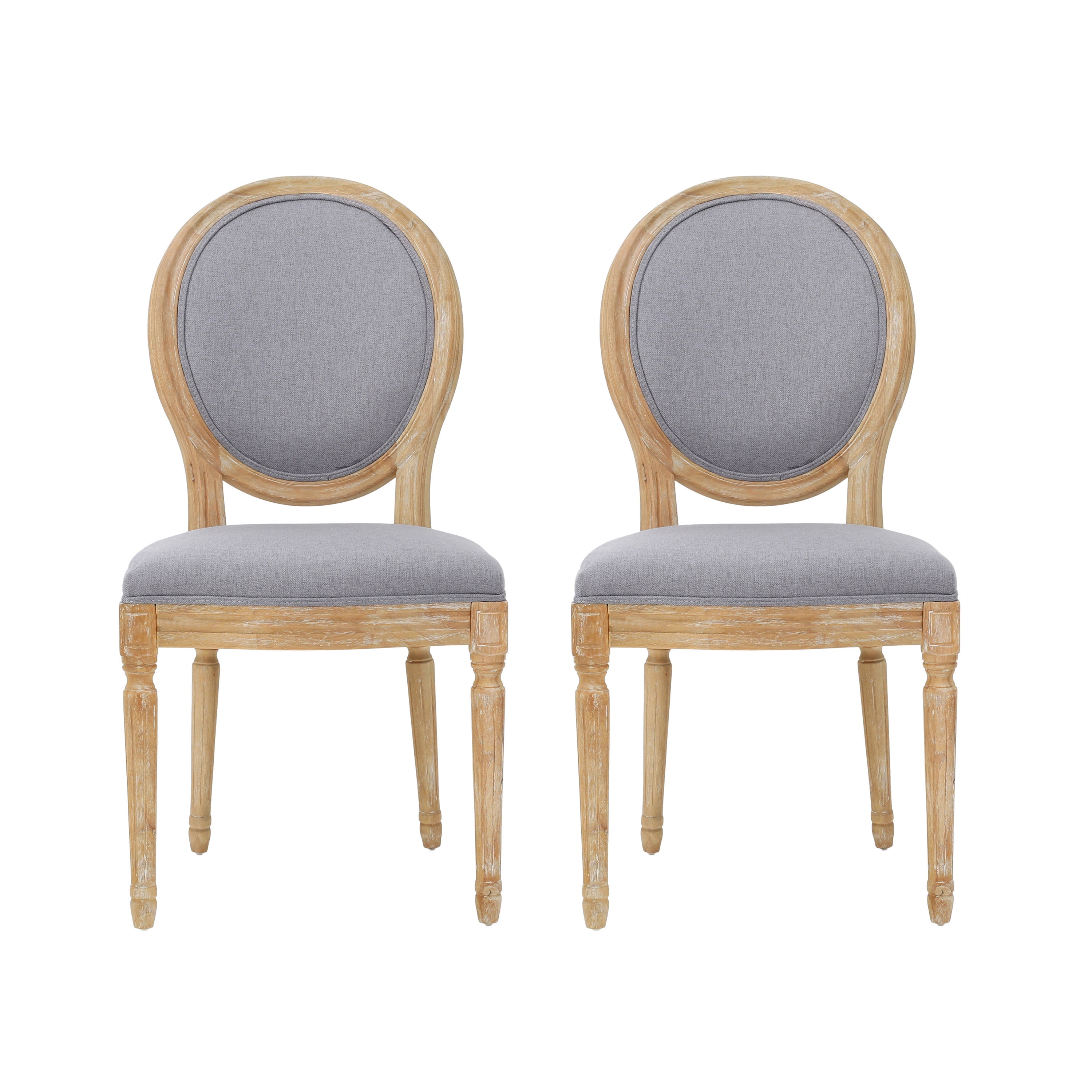 Noble House Phinnaeus Indoor French Fabric Dining Chairs, Set of 2, Natural