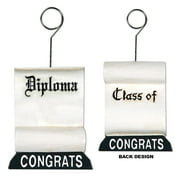 Beistle Pack of 6 Black and White Graduation Diploma Photo or Balloon Holder Party Decorations 6 oz.