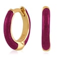 thumbnail image 4 of Gold Plated Glittery Fuschia Pink Enamel Huggie Hoop Earrings for Women, 4 of 5
