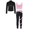 thumbnail image 2 of TSSOE Kids Girls 3 Pcs Skating Dance Outfit Jacket Crop Top with Pants Set Ice Skating Gymnastic Pink 14, 2 of 5