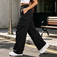 thumbnail image 6 of Gealkoca Womens Cargo Sweatpants Ruched High Waisted Sweat Pants Athletic Solid Color Casual Wide Leg Joggers Loose Fall Pants with Pockets, 6 of 8