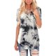 thumbnail image 1 of Minnieouse Camiseta de mujer con cuello en V y manga corta, camiseta teñida con corbata, blusa informal de verano en V Prendas para la parte del cuerpo Gris 3XL Minnieouse AP003160-06, 1 of 6