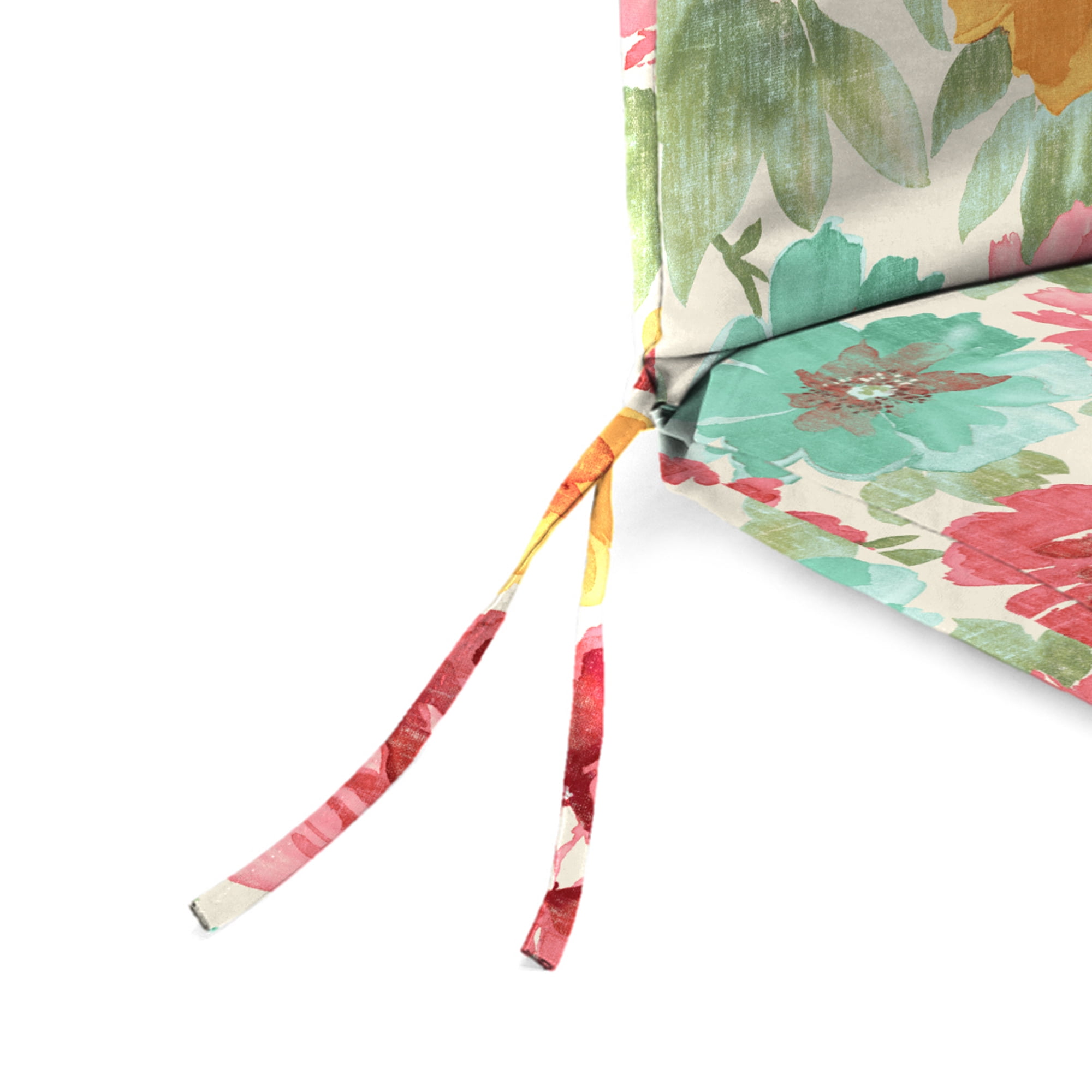Jordan Manufacturing 43" x 20" Muree Beach II Multicolor Floral Rectangular Outdoor Chair Cushion with Ties and Hanger Loop