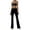 Black, variant on Womens Yoga Outfits 2 Piece Workout Sets Sleeveless Spaghetti Strap Crop Cami Tops with Flared Pants Activewear