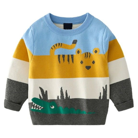 TEDOYE Toddler Baby Boy Knit Sweater Pullover Ctton Carton Sweatshirt Comfort Wear, 3-4 Years