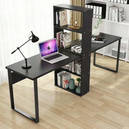 Tribesigns 94 Computer Office Desk With Shelves For Two Person Extra Large Double Workstations Storage Home Use Black Tribesigns 94 Computer Office Desk With Shelves For Two Person Extra Large Double Workstations Storage Home Use Black