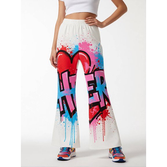 Girls Comfy-Fit Pants Elastic-Waist Wide Leg Flare Leggings Classic Trousers for Youth Girls Age 4-12 Playwear