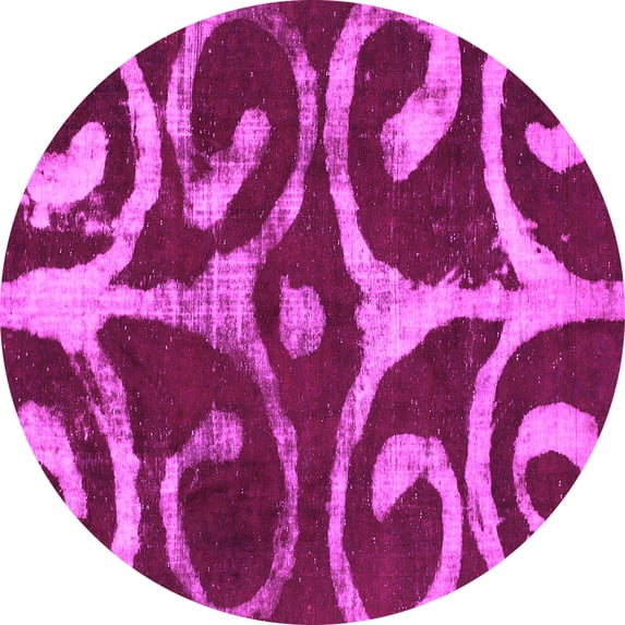 Ahgly Company Indoor Round Abstract Pink Modern Area Rugs, 3' Round