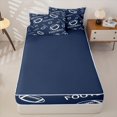 thumbnail image 4 of Castle Fairy Sport Football Zipper Full Size Comforter Sets with Fitted Sheet and 2 Pillowcases, Minimalist Ball Rugby Zipper Bedding Set, Navy Blue,4pcs,Navy Blue Reversible, 4 of 6